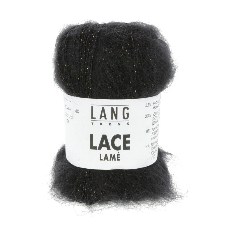 Lang Yarns Lace Lamé – 25g / 310m – Black-Gold (0004)