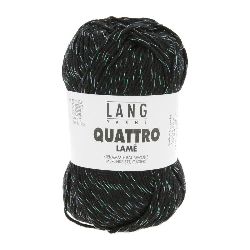 Lang Yarns Quattro Lamé – 50g / 120m – Black (0004)