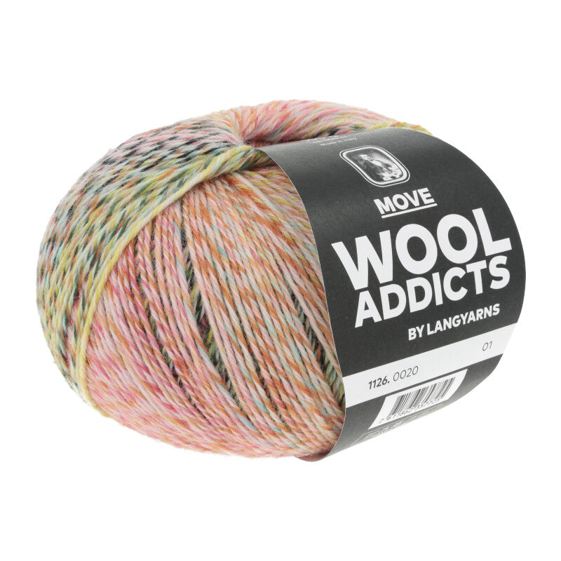 Lang Yarns Move 4-ply – 100g / 400m – Darkgreen/Lightblue/Orange/Rose (0020)
