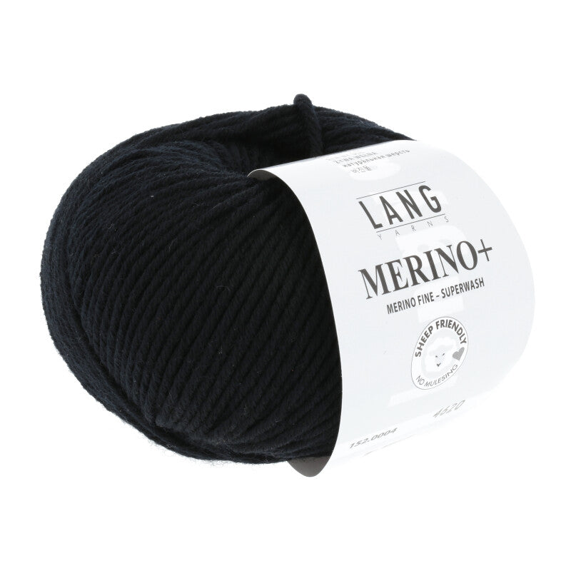 Lang Yarns Merino+ – 50g / 90m – Black (0004)