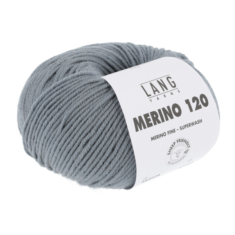 Lang Yarns Merino 120 Yarn, 120m / 50g – Mouse Grey (0124)