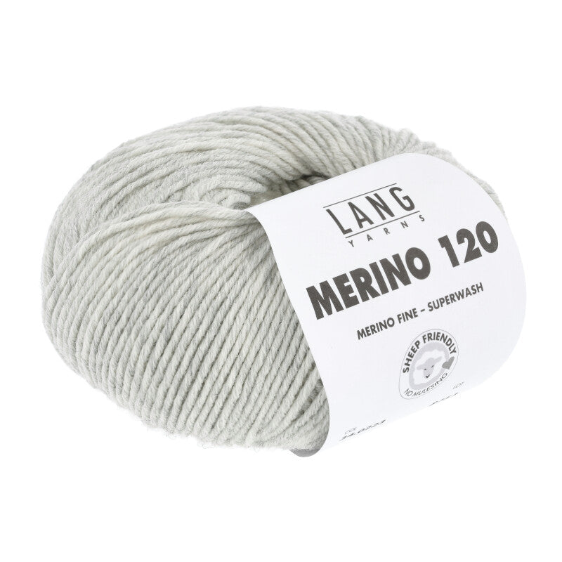 Lang Yarns Merino 120 Yarn, 120m / 50g – Light Grey Mélange (0223)