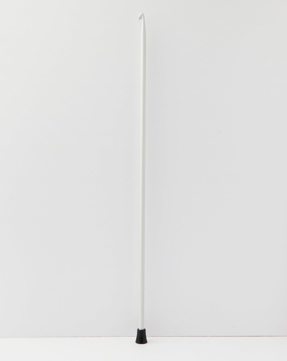 KnitPro Grey Afghan Hook with black end.