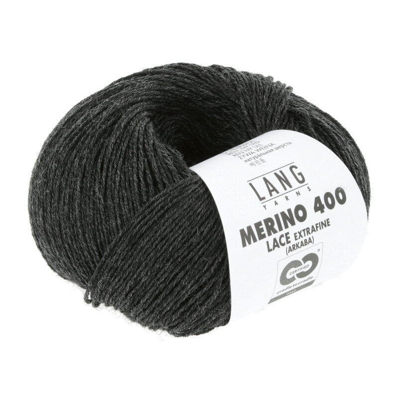 Lang Yarns Merino 400 Lace – 25g / 200m – Anthracite Mélange (0070)
