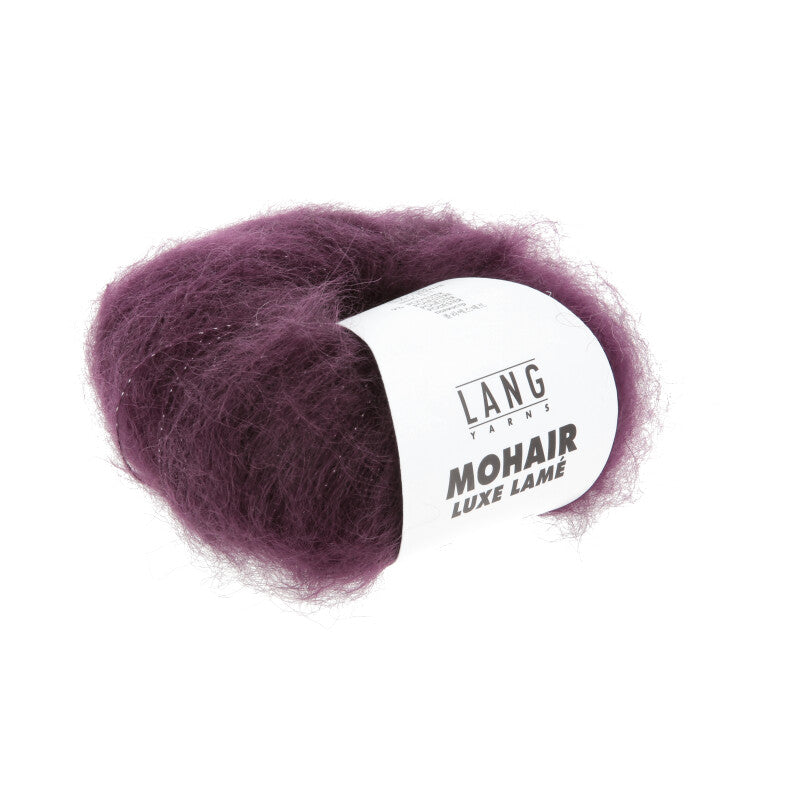 Lang Yarns Mohair Luxe Lamé – 25g / 175m – Silver - Eggplant (0180)