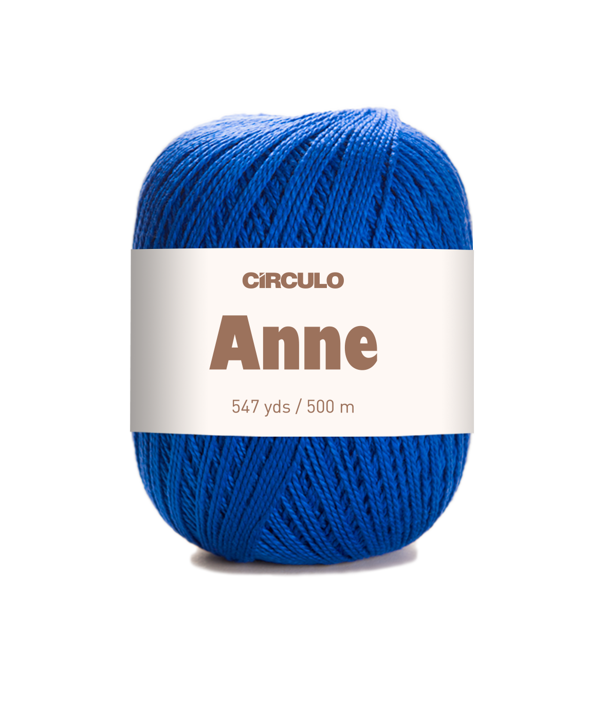Circulo ANNE - 100% mercerized Cotton Yarn, 500m / 147g - Blue ball of yarn with a Circulo Anne label on a white background