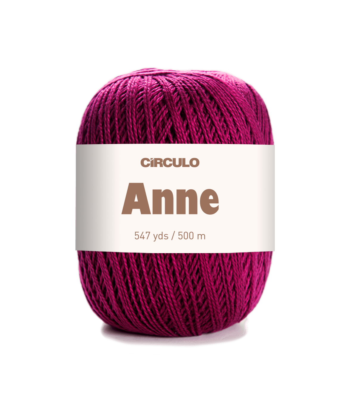 Circulo ANNE - 100% mercerized Cotton Yarn, 500m / 147g - Ball of pink yarn with a 'Circulo Anne' label on a white background