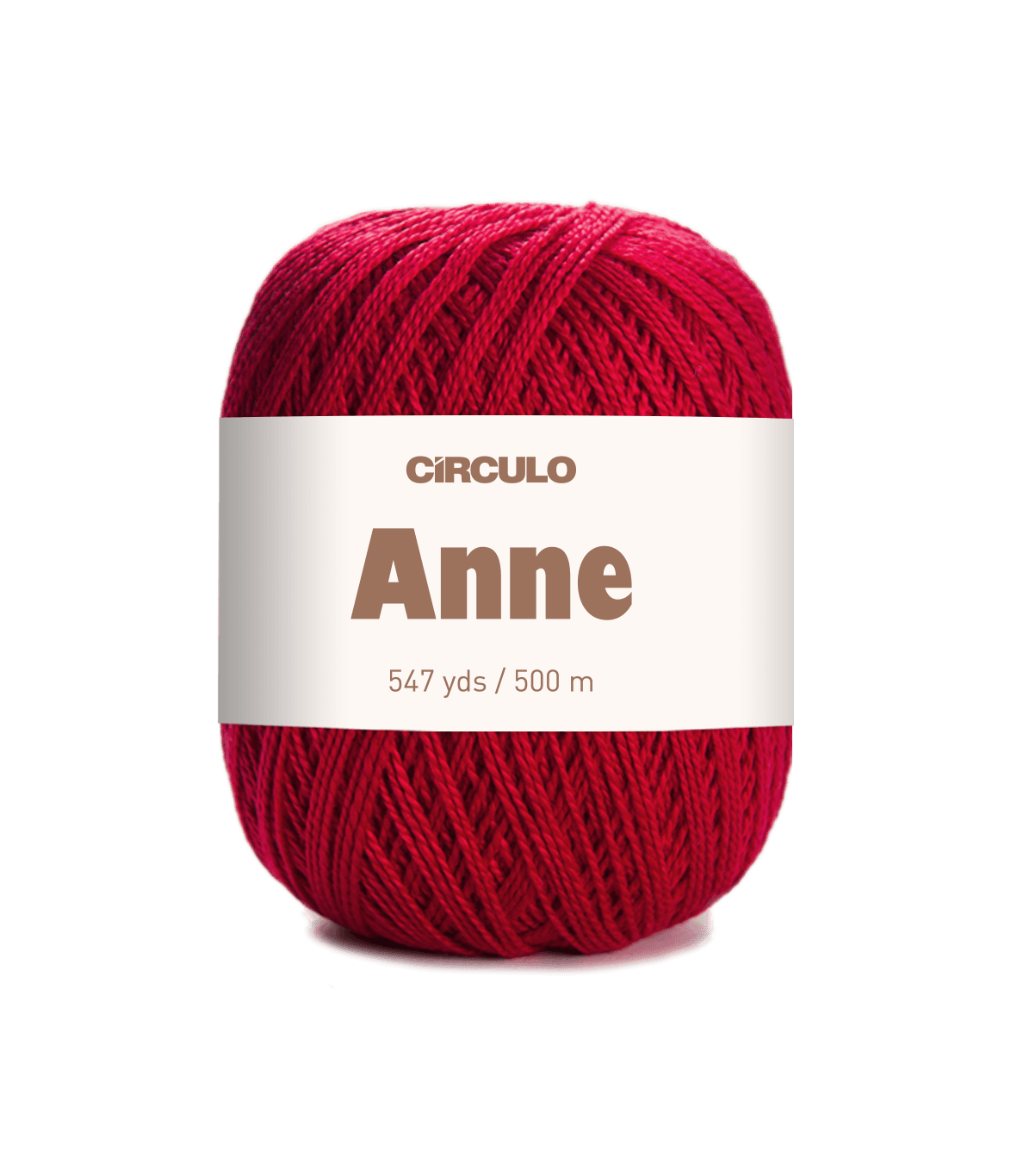 Circulo ANNE - 100% mercerized Cotton Yarn, 500m / 147g - Red ball of yarn with 'Circulo Anne' label on a white background