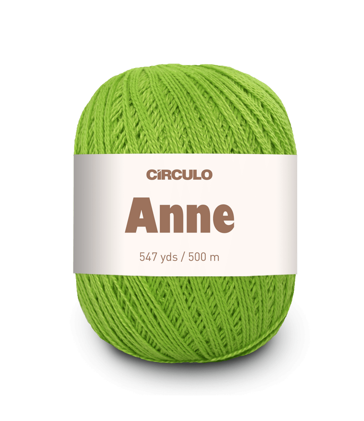 Circulo ANNE - 100% mercerized Cotton Yarn, 500m / 147g - Green ball of yarn with 'Circulo Anne' label on a white background