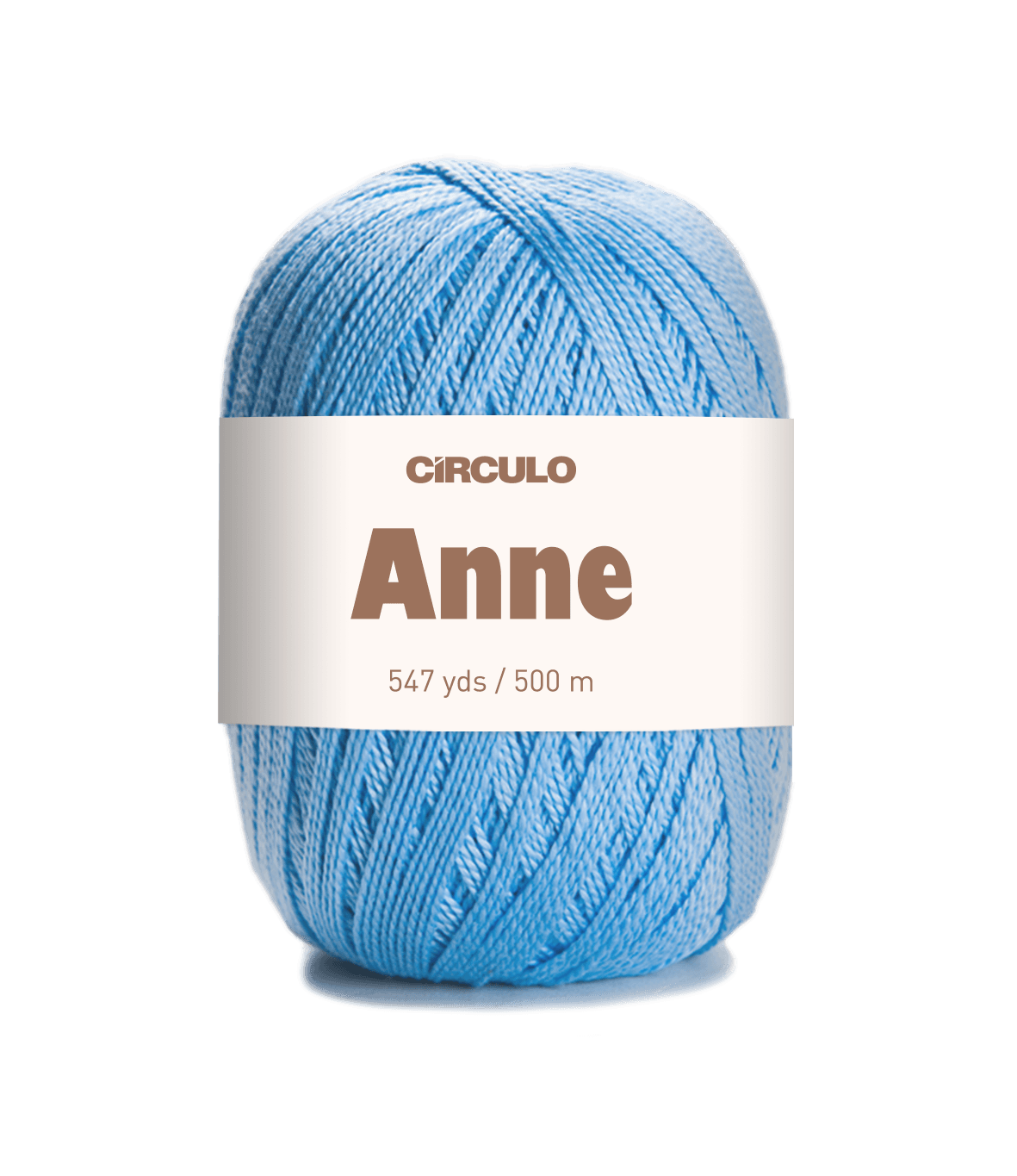 Circulo ANNE - 100% mercerized Cotton Yarn, 500m / 147g - Blue ball of yarn with 'Circulo Anne' label on a white background