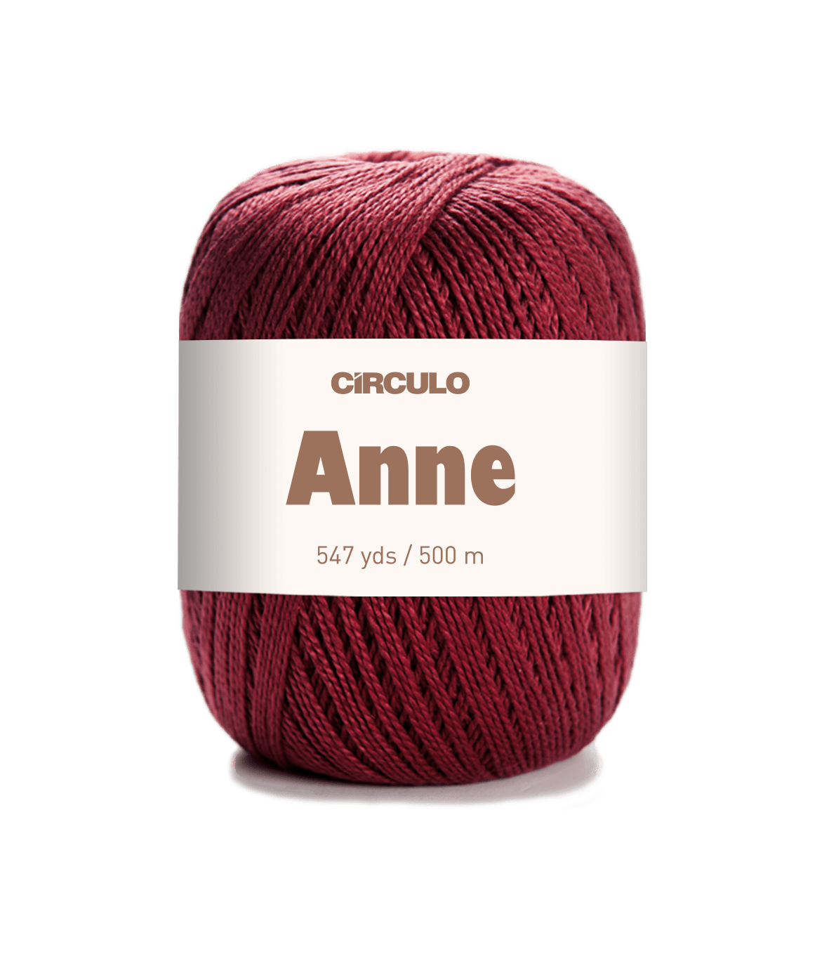 Circulo ANNE - 100% mercerized Cotton Yarn, 500m / 147g - Red yarn ball with 'Circulo Anne' label on a white background