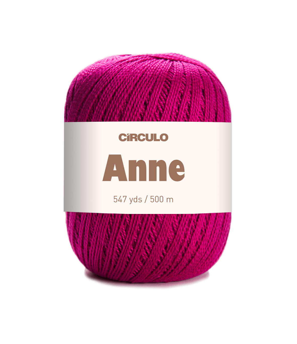 Circulo ANNE - 100% mercerized Cotton Yarn, 500m / 147g - Ball of pink yarn with a Circulo Anne label on a white background