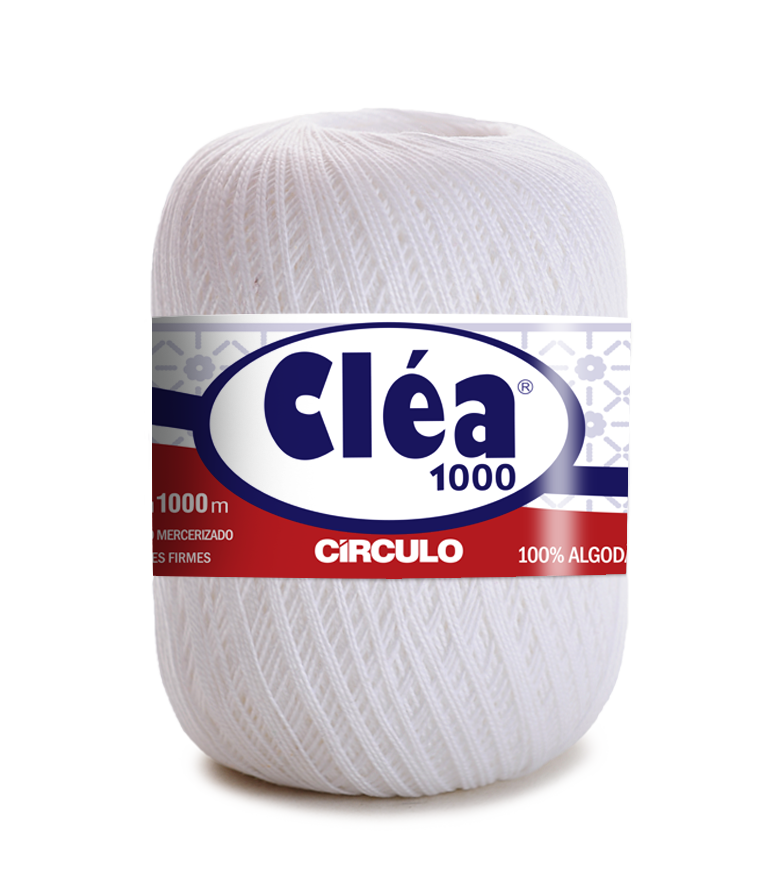 Circulo Clea 100% Cotton Yarn, 1000m/151 gr - White skein of yarn with Cleá label on a white background