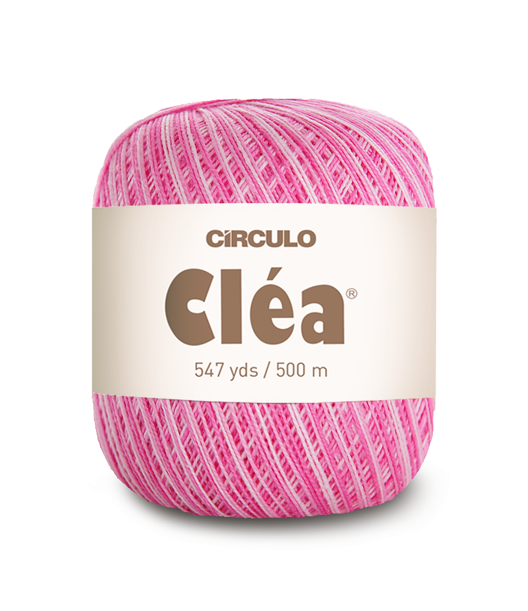 Circulo Clea 100% Cotton Yarn for Crochet and Knitting, 500m/75 gr - Leo Hobby - Ball of pink yarn with 'Circulo Clea' label on a white background