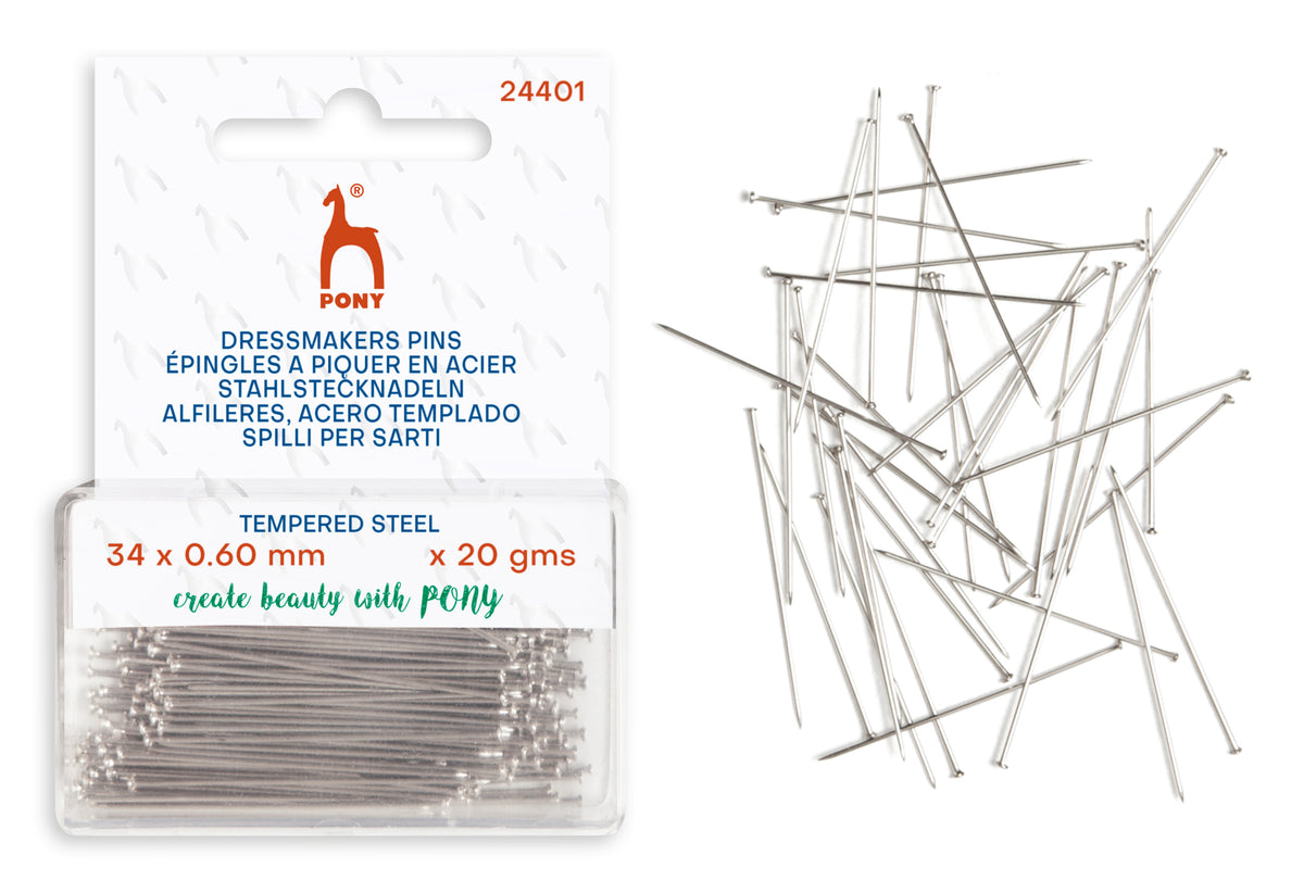 Pony Colour Head Dressmaker Pins – 34 × 0.60 mm, 20 g