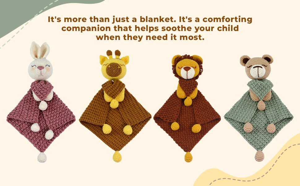 Circulo Amigurumi Crochet Kit - Lovey Blanket - All Included, Easy Instructions - Crochet Set for Intermediate - Animal Crochet Kit, Premium Amigurumi Yarn for Crocheting - Bunny, Giraffe, Lion, and Bear - Leo Hobby Marketplace