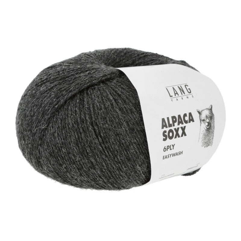 Lang Yarns Alpaca Soxx 6-ply Yarn, 390m / 150g – Grey Mélange (0005)