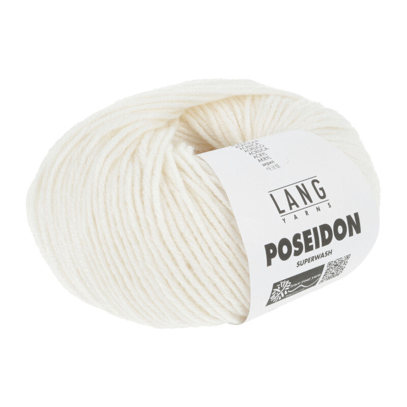 Lang Yarns Poseidon yarn, Offwhite, colour 0002, ball photograph