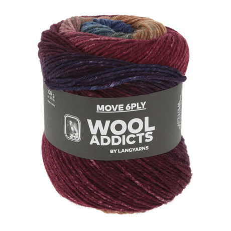 Lang Yarns Move 6-ply – 100g / 270m – Wine/Cognac/Blue (0001)