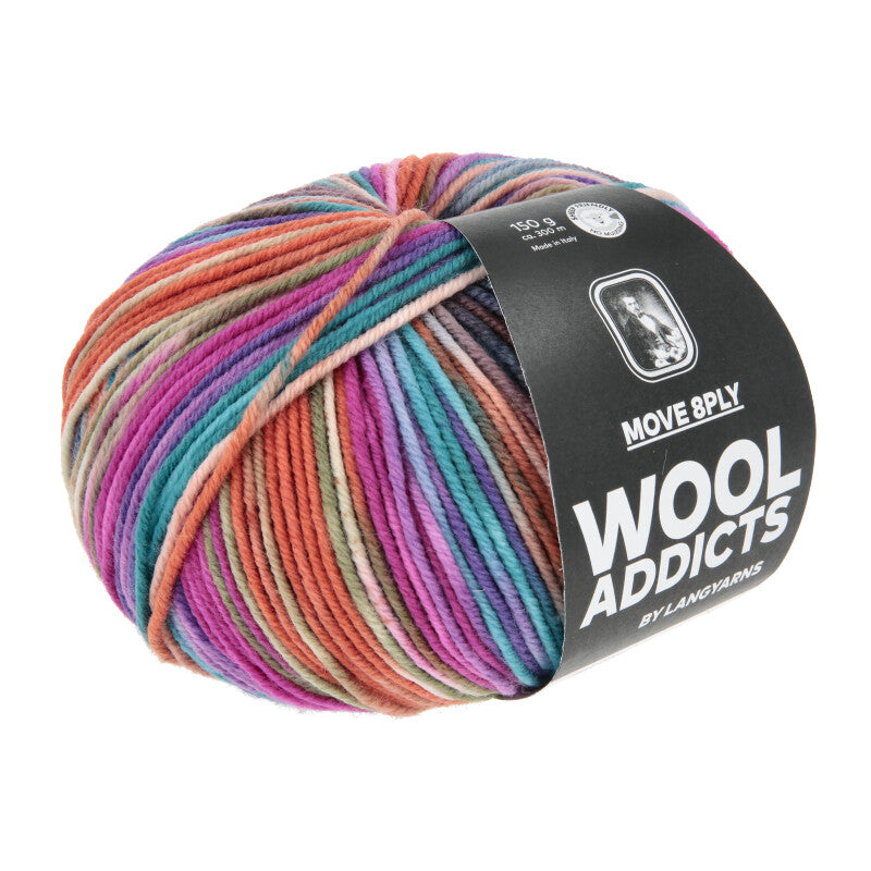Lang Yarns Move 8-ply – 150g / 300m – Purple/Olive/Orange/Hot Pink (0011)