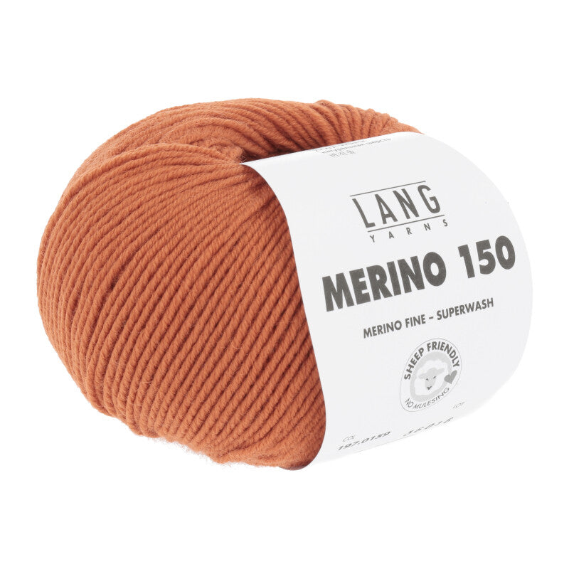Lang Yarns Merino 150 Yarn, 150m / 50g – Tangarine (0159)