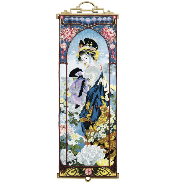 GEISHA WITH CHRYSANTHEMUMS, Counted Cross Stitch Kit