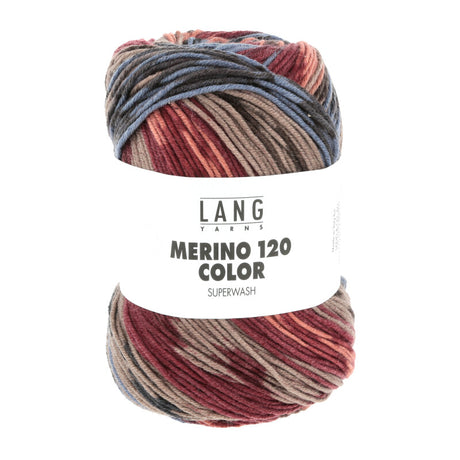 Lang Yarns Merino 120 Color – 100g / 240m – Blue/Burgundy/Brown/Salmon (0002)