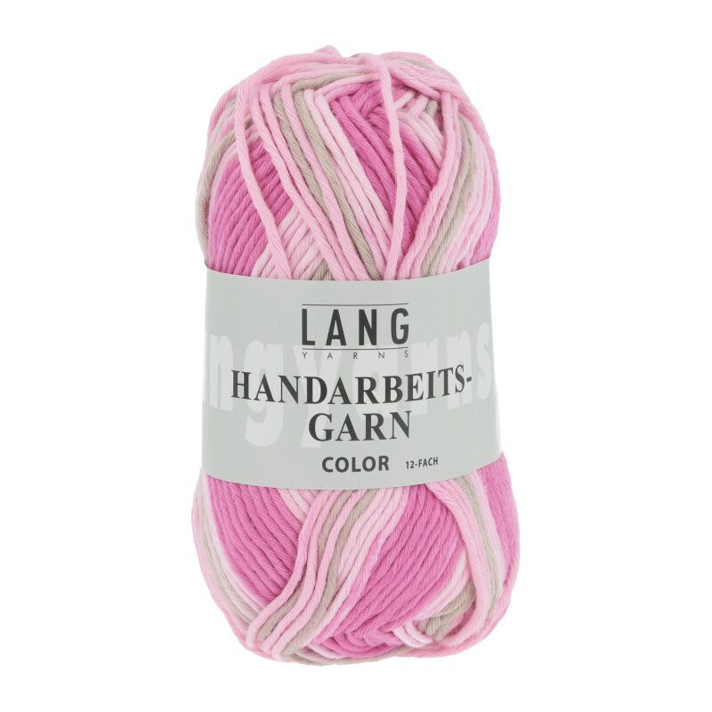 Lang Yarns Handarbeitsgarn Color – Fuchsia/Pink/Beige Printed (0065) – yarn ball