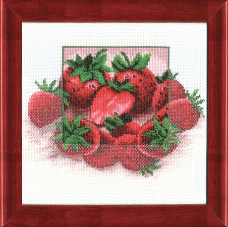Strawberry Paradise Cross-Stitch Kit with Beads, Aida.