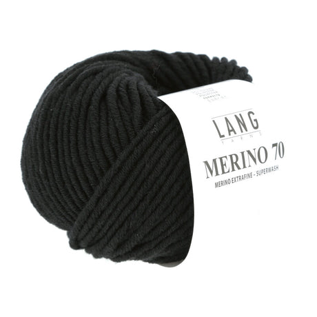 Lang Yarns Merino 70 – 50g / 70m – Black (0004)
