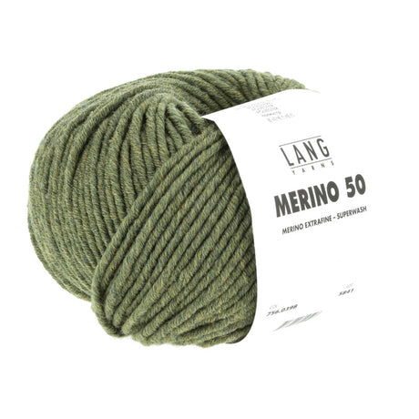 Lang Yarns Merino 50 – 100g / 90m – Dark Olive Mélange (0398)