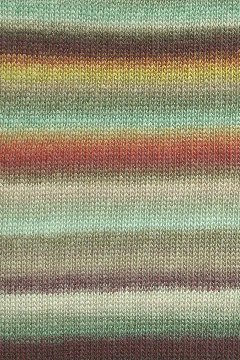 Lang Yarns Mille Colori Baby – 50g / 190m – Light Turquoise/Eggplant/Melon (0219) – detail