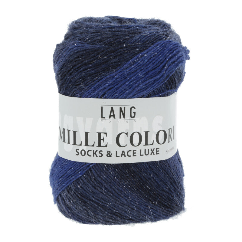 Lang Yarns Mille Colori Socks & Lace Luxe – 100g / 400m – Blue Marine-Silver (0035)