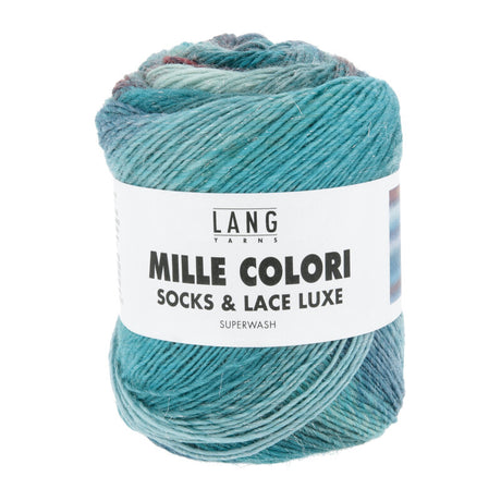 Lang Yarns Mille Colori Socks & Lace Luxe – 100g / 400m – Petrol/Light Turquoise/Emerald (0221)