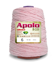 Apolo Eco 4/6 Cotton Cord Yarn – Ideal for Crochet Bags & Home Decor (600g) - Leo Hobby - A large spool of light pink Apolo ECO yarn, labeled with a gold and white product label, isolated on a white background.