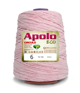 Apolo Eco 4/6 Cotton Cord Yarn – Ideal for Crochet Bags & Home Decor (600g) - Leo Hobby - A large spool of light pink Apolo ECO yarn, labeled with a gold and white product label, isolated on a white background.