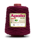 Apolo Eco 4/6 Cotton Cord Yarn – Ideal for Crochet Bags & Home Decor (600g) - Leo Hobby - A large spool of Apolo Circulo Eco yarn in a deep burgundy color, featuring a prominent cream-colored label with red and green branding.