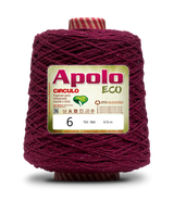 Apolo Eco 4/6 Cotton Cord Yarn – Ideal for Crochet Bags & Home Decor (600g) - Leo Hobby - A large spool of Apolo Circulo Eco yarn in a deep burgundy color, featuring a prominent cream-colored label with red and green branding.