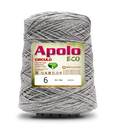 Apolo Eco 4/6 Cotton Cord Yarn – Ideal for Crochet Bags & Home Decor (600g) - Leo Hobby - A spool of gray textured yarn with a prominent gold and red label reading 'Apolo ECO 6' shown on a plain white background.