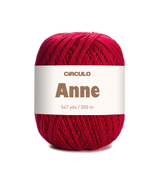 Circulo ANNE - 100% mercerized Cotton Yarn, 500m / 147g - Red ball of yarn with 'Circulo Anne' label on a white background