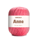 Circulo ANNE - 100% mercerized Cotton Yarn, 500m / 147g - Pink ball of yarn with 'Circulo Anne' label on a white background