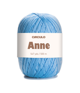 Circulo ANNE - 100% mercerized Cotton Yarn, 500m / 147g - Blue ball of yarn with 'Circulo Anne' label on a white background