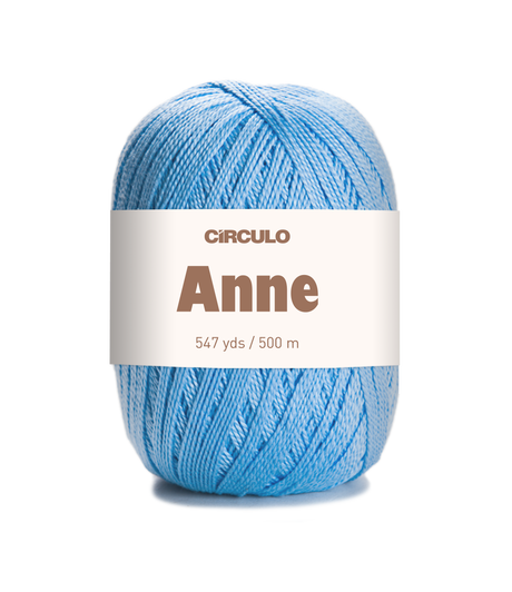 Circulo ANNE - 100% mercerized Cotton Yarn, 500m / 147g - Blue ball of yarn with 'Circulo Anne' label on a white background