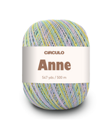 Circulo ANNE - 100% mercerized Cotton Yarn, 500m / 147g - Multicolored yarn ball with 'Circulo Anne' label on a white background