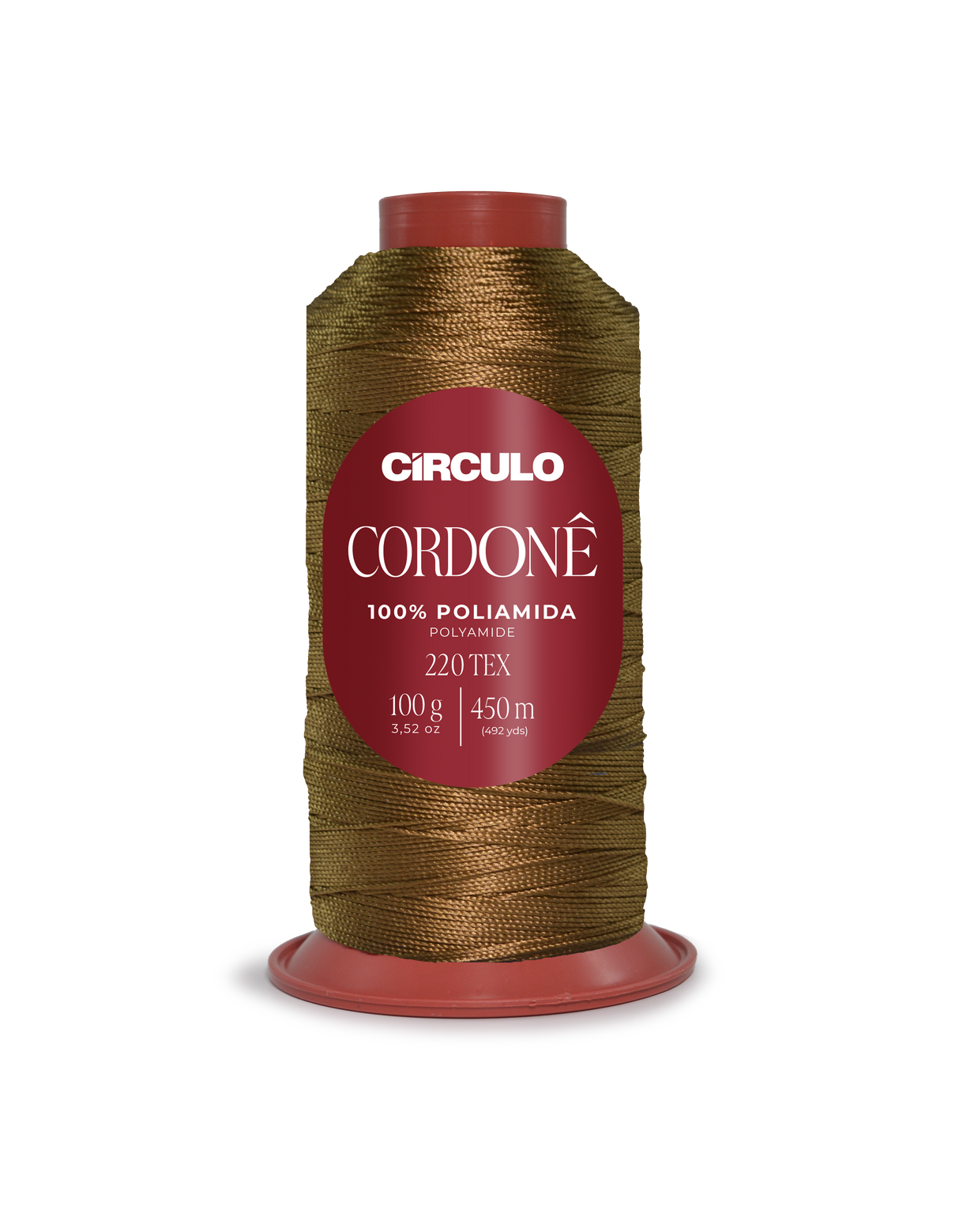 Circulo Cordone 100% Polyamide Crochet Yarn, 450 m / 100 g - Spool of Circulo Cordoné thread with a red label on a white background
