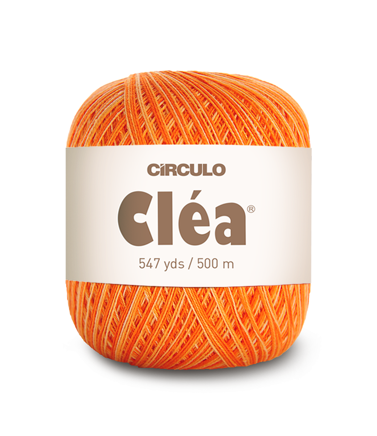 Circulo Clea 100% Cotton Yarn for Crochet and Knitting, 500m/75 gr - Leo Hobby -  Orange ball of yarn with 'Circulo Clea' label on a white background
