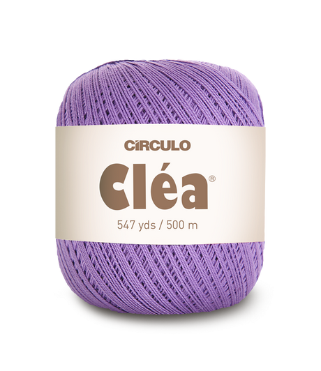 Circulo Clea 100% Cotton Yarn for Crochet and Knitting, 500m/75 gr - Leo Hobby -  Ball of purple yarn with 'Circulo Clea' label on a white background
