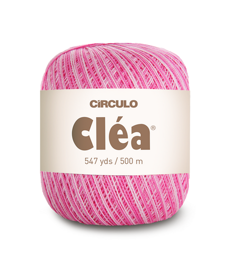 Circulo Clea 100% Cotton Yarn for Crochet and Knitting, 500m/75 gr - Leo Hobby -  Ball of pink yarn with 'Circulo Clea' label on a white background