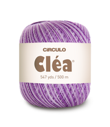 Circulo Clea 100% Cotton Yarn for Crochet and Knitting, 500m/75 gr - Leo Hobby - Purple yarn ball with 'Circulo Clea' label on a white background