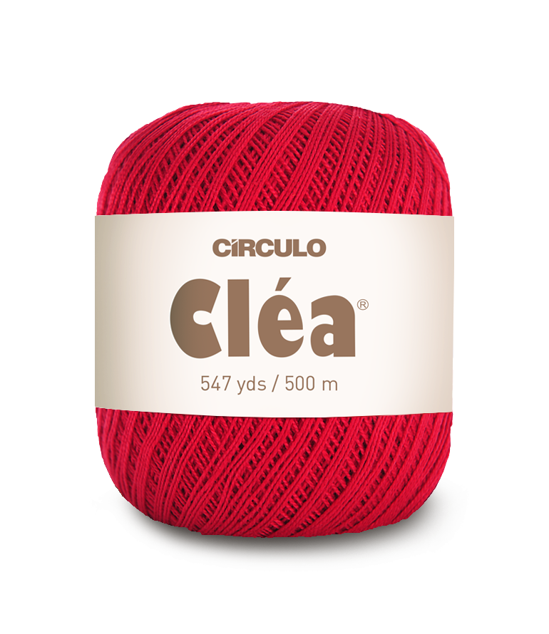 Circulo Clea 100% Cotton Yarn for Crochet and Knitting, 500m/75 gr - Leo Hobby -  Red ball of yarn with 'Circulo Clea' label on a white background